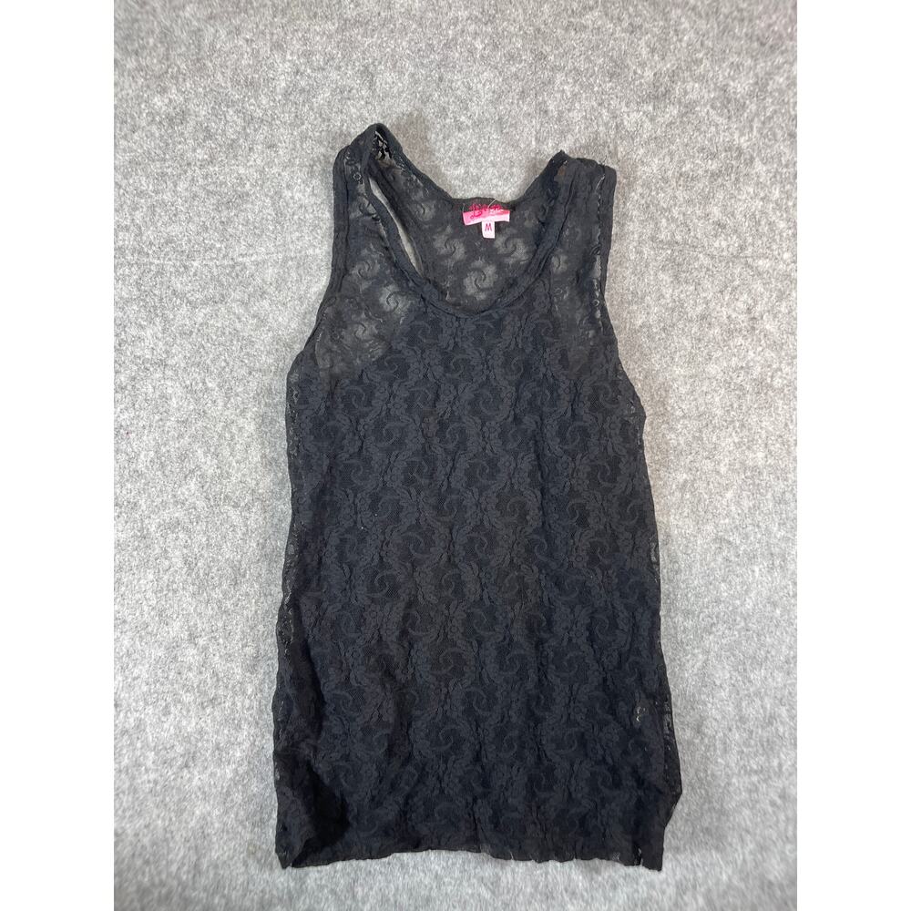 Vintage Love Lola Sleeveless Lace Top Womens Medium Black Whimsigoth Boho Y2K